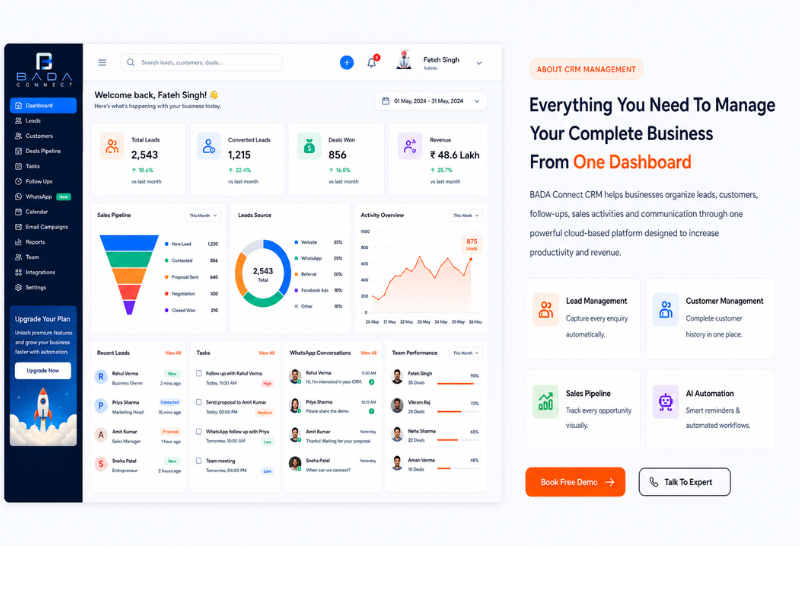BADA Connect CRM Dashboard